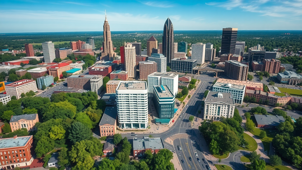 uptown charlotte luxury apartment neighborhoods aerial view skyline parks tower