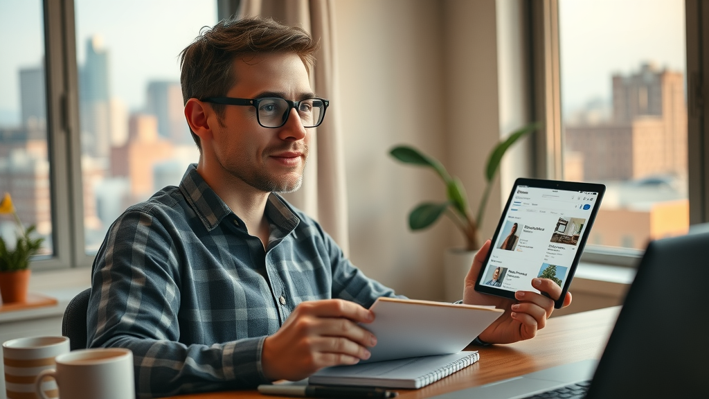 Hopeful renter reviewing Charlotte apartment listings online, Charlotte apartment rental market research scene
