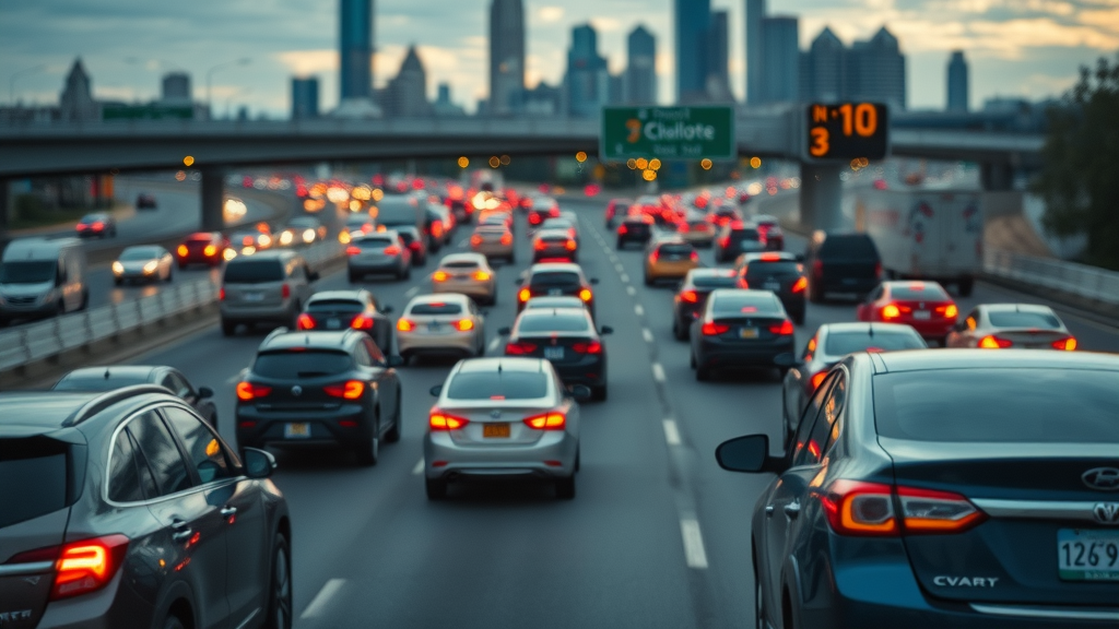charlotte area traffic commute busy highway during rush hour