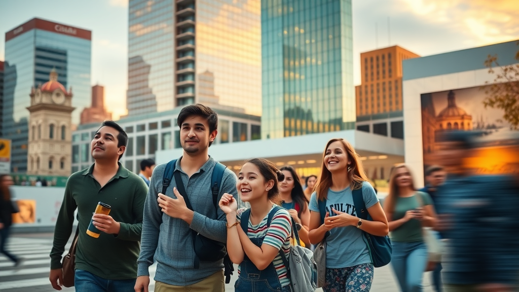 charlotte culture guide: Iconic Charlotte museums and landmarks, families and tourists admiring art, city backdrop, lifelike and vivid