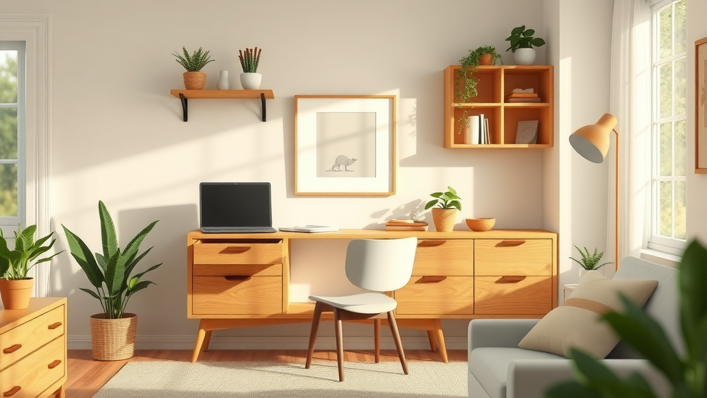 living room office furniture near plymouth creative use of refurbished mid-century credenza as desk