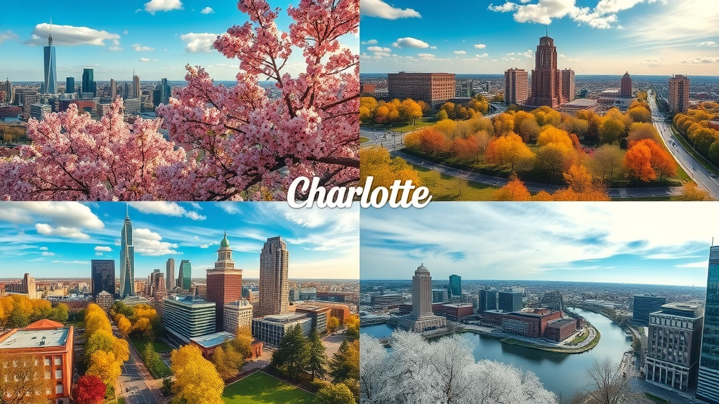 Seasonal changes in Charlotte NC: spring, summer, autumn, winter cityscapes - weather in charlotte