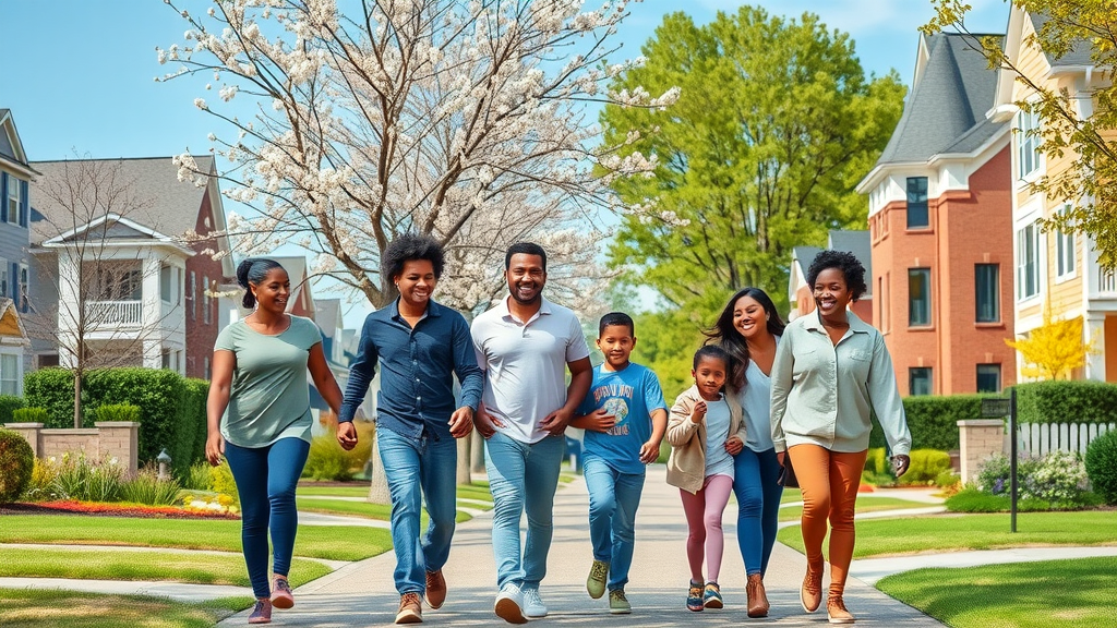 Best places to live in Charlotte suburban neighborhood diverse families tree-lined streets modern homes