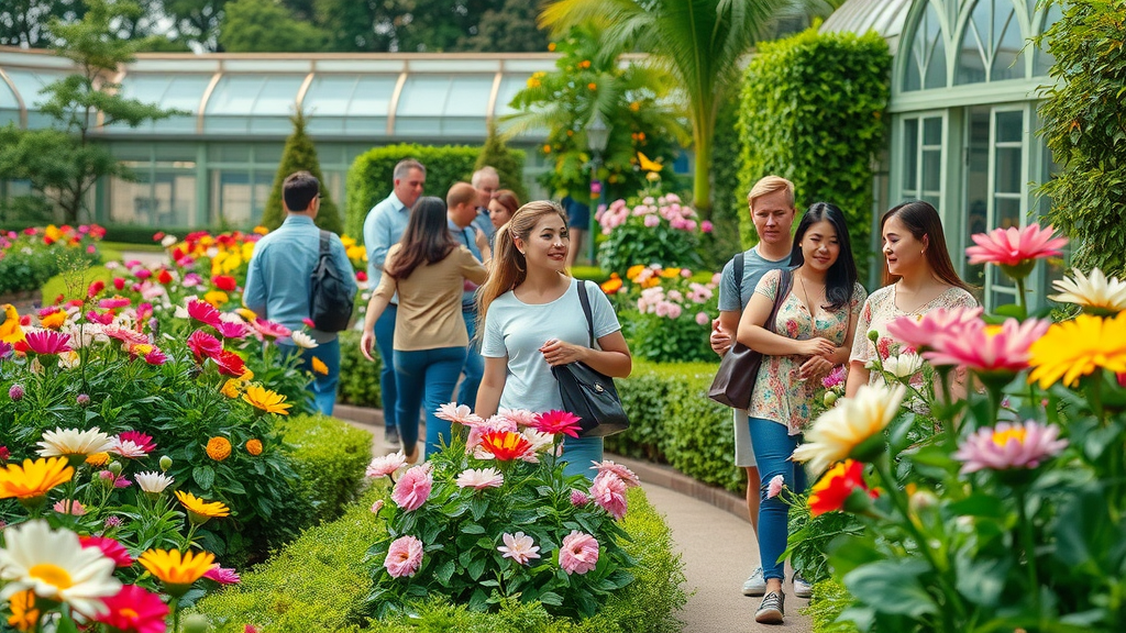 Spring blooms Daniel Stowe Botanical Garden with people admiring flowers, daniel stowe garden