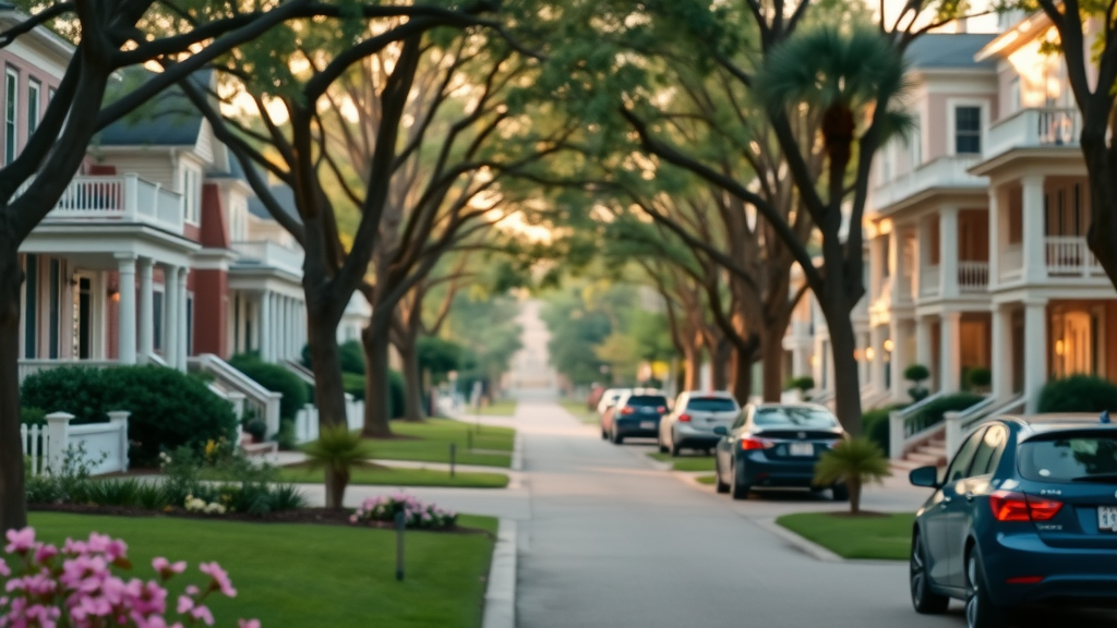 Luxurious residential street in Myers Park, Charlotte apartment rental market, upscale homes and apartments