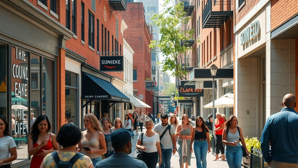 Trendy street scene in Charlotte