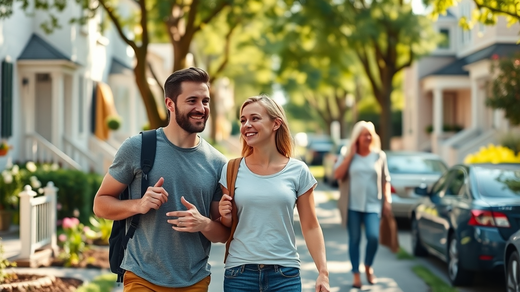 Young couple exploring safest neighborhoods in Charlotte