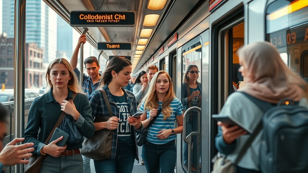 Charlotte light rail commuters, mixed demographic, in cityscape showing underestimated public transportation costs