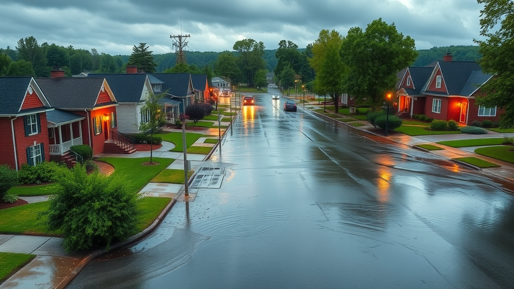 vibrant Charlotte neighborhood after rainstorm, environmental factors North Carolina