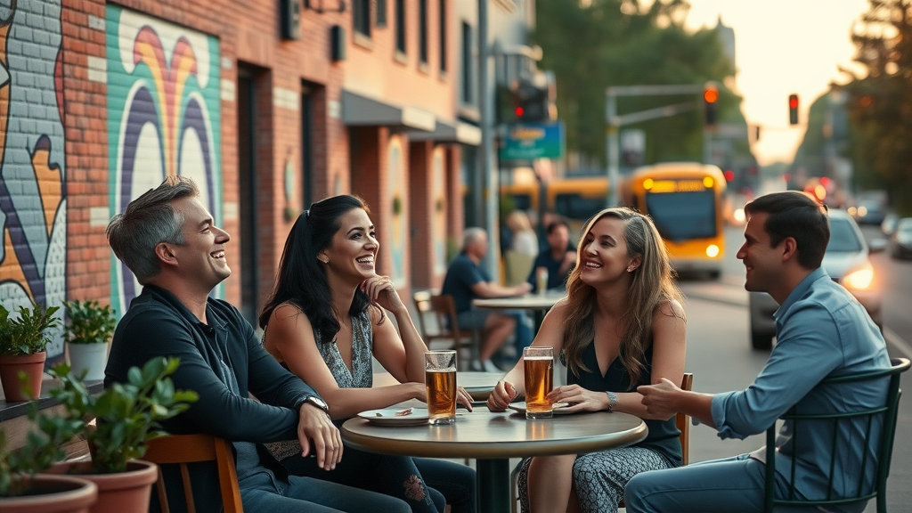 trendy street in South End Charlotte, young professionals at outdoor cafes, best neighborhoods for apartments in charlotte