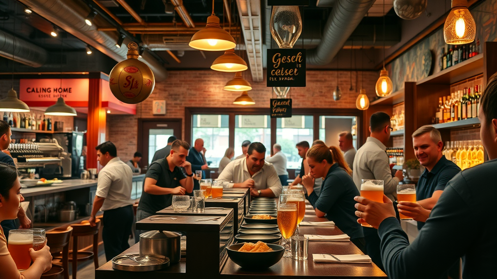Food and culture in Charlotte NC, busy restaurant, arts, craft beer, dining scene