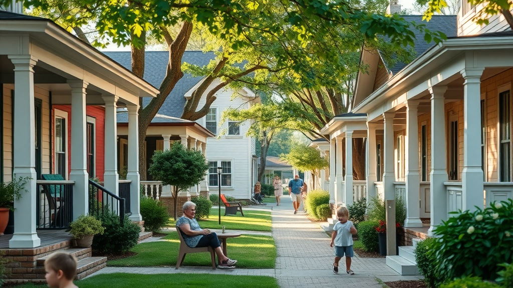 Charming Charlotte neighborhood, residents relaxing on porches, craftsman homes - best places to live in charlotte nc lifestyle