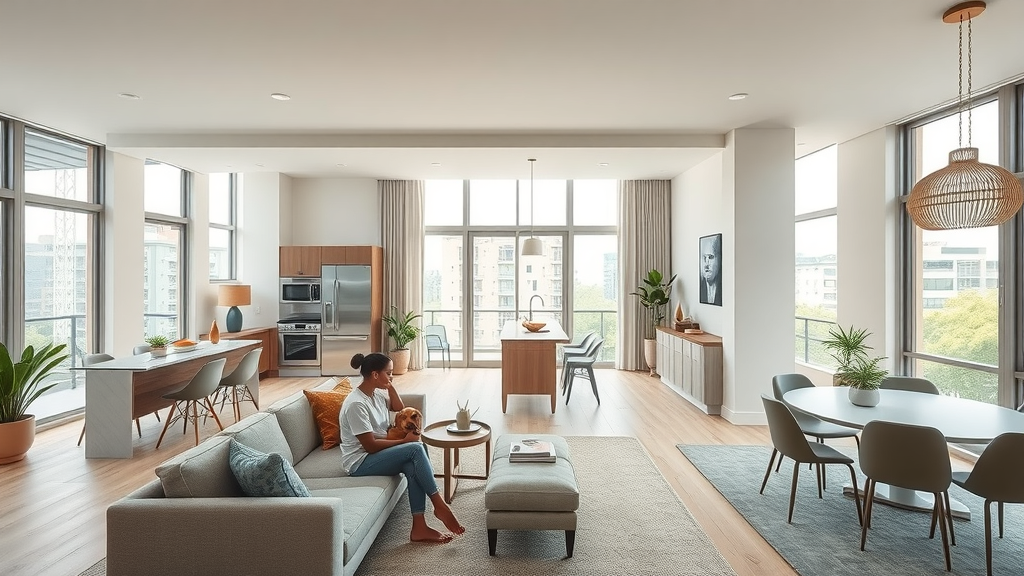 spacious open-concept apartment interior in Charlotte, family and pet - charlotte apartments for rent
