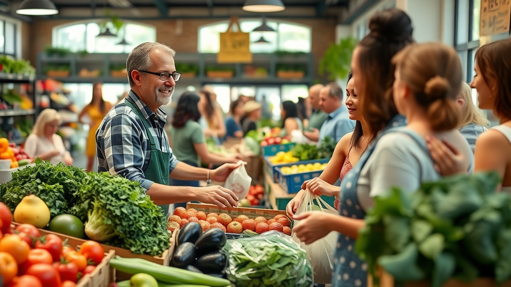 Local grocery market in Charlotte showing affordable goods and services, fresh produce and diverse residents