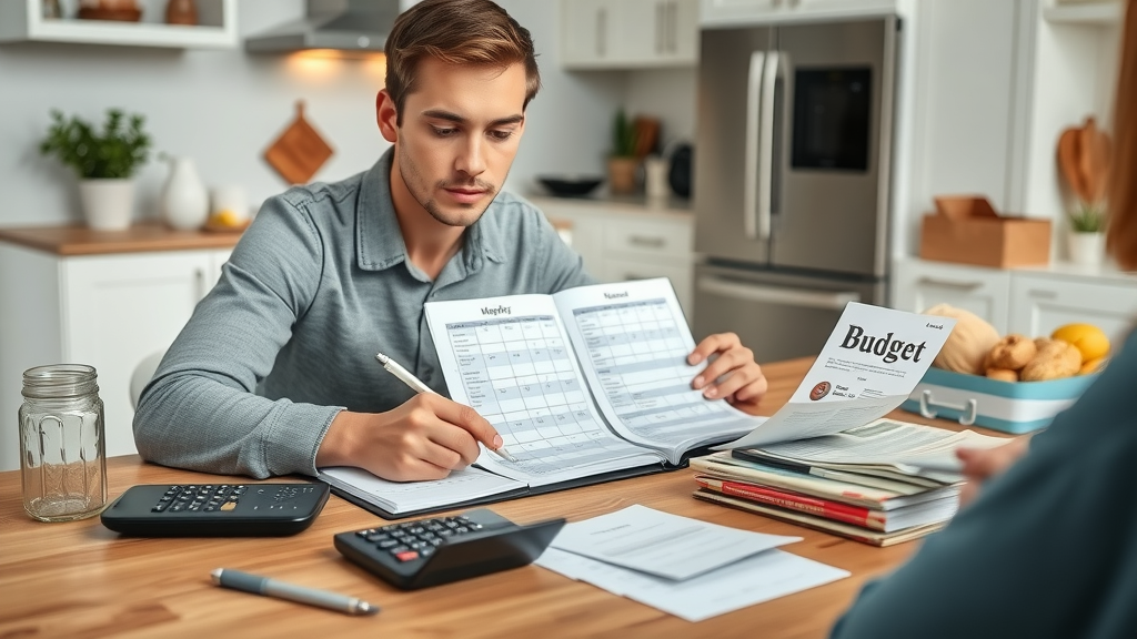 Charlotte cost of living budget scene, reviewing apartment rent, groceries, and utilities in a Charlotte apartment, North Carolina