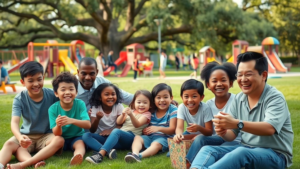 diverse families at charlotte community park, family-friendly neighborhoods charlotte