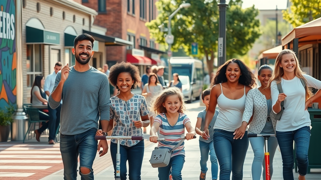 South End Charlotte street diverse families trendy cafes playgrounds urban murals public transit