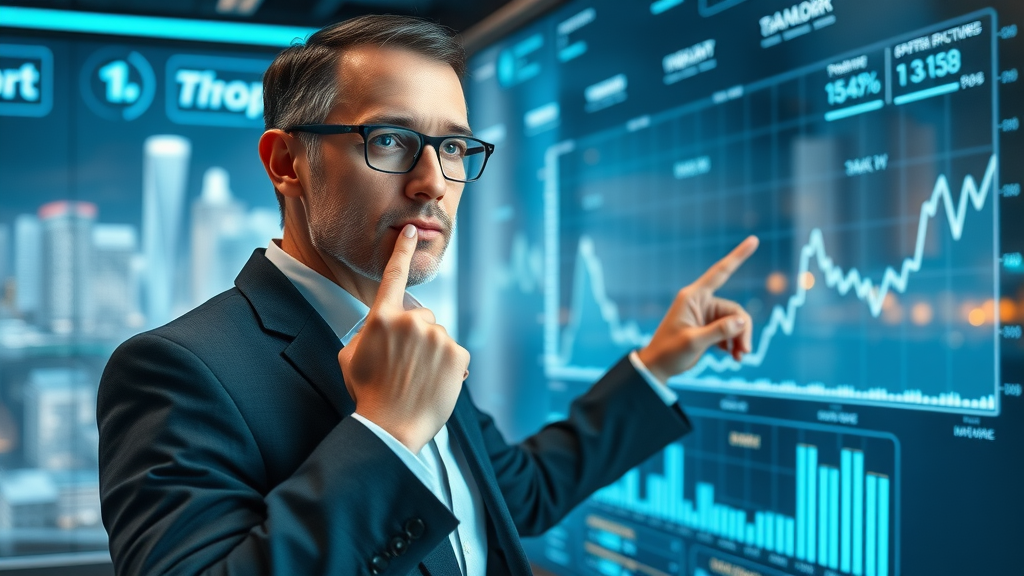 housing market charlotte nc forecast - real estate analyst pointing at trend screens, holographic city data, blue futuristic color scheme