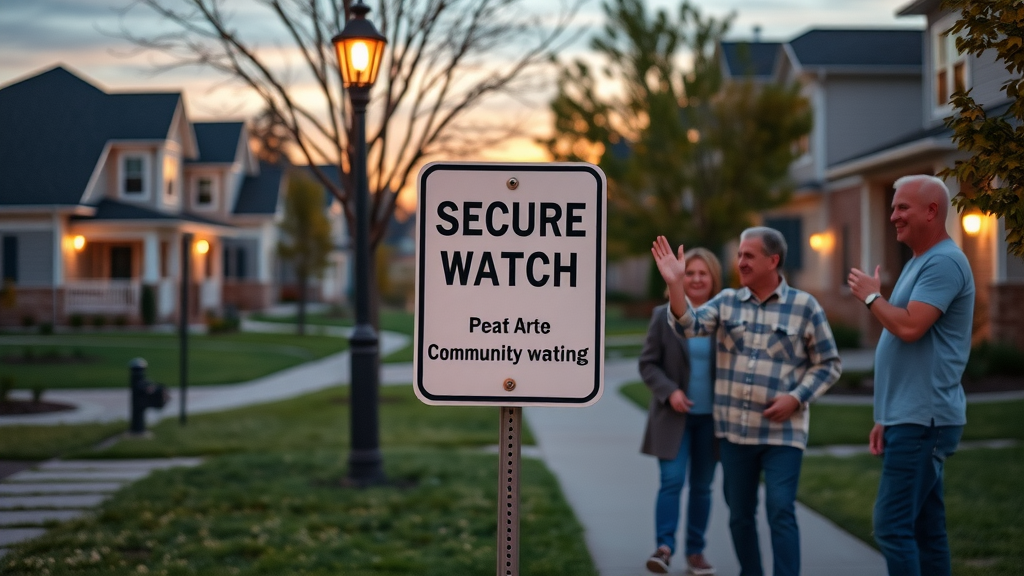 secure suburban street in Ballantyne West, family-friendly neighborhoods charlotte, community watch and neighbors greeting at sunset