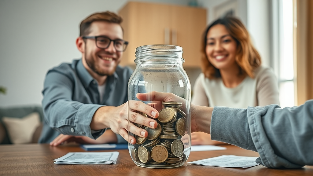 landlord and tenant shaking hands with security deposit jar in charlotte nc apartment
