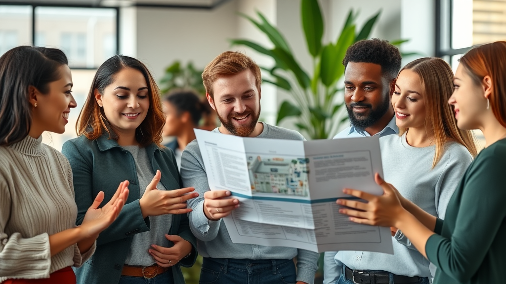 diverse group of young professionals searching for apartments in Charlotte neighborhoods