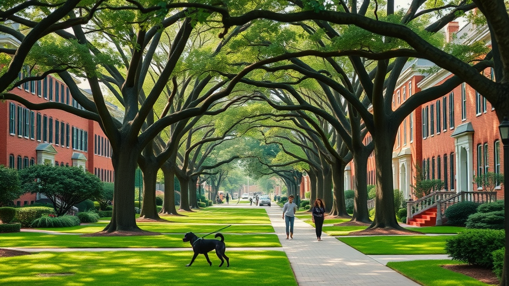 myers park charlotte neighborhood historic homes mature oak trees