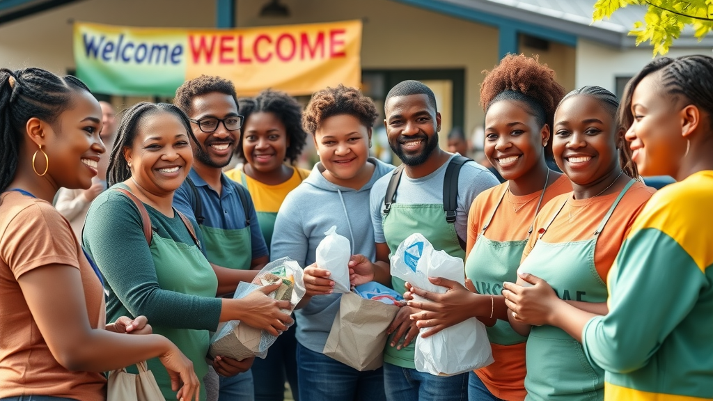 Diversity and community involvement in Charlotte NC, group of volunteers at local event