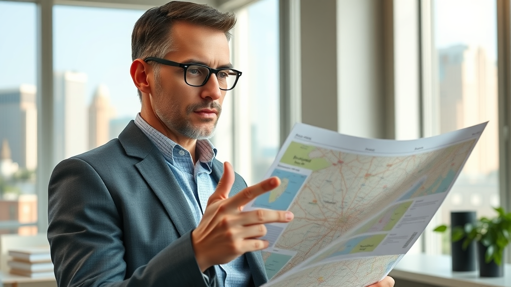 Charlotte real estate investor reviewing city maps and market reports, focused on property safety and market stability – charlotte real estate safety