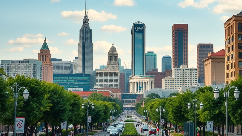 bustling Charlotte city skyline and affordable apartments in Charlotte, high-rise buildings with vibrant community