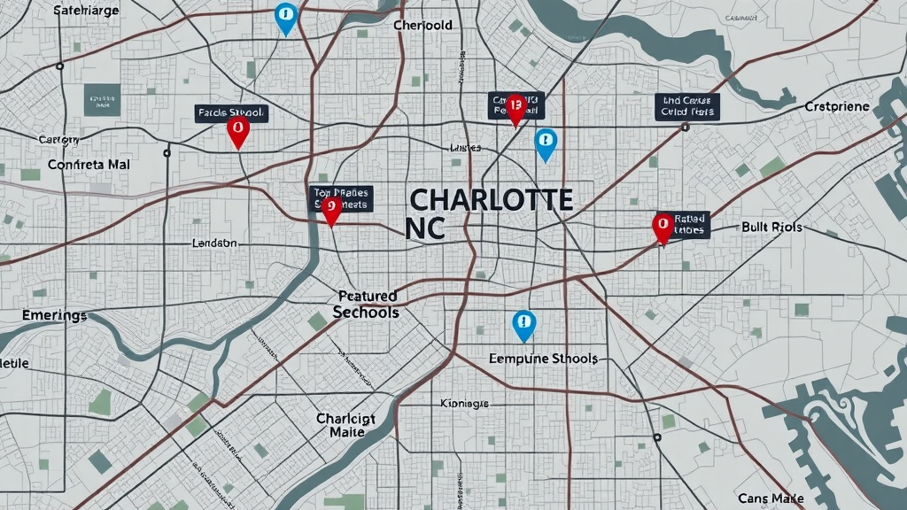 detailed map of charlotte nc showing locations of top-rated public and catholic schools