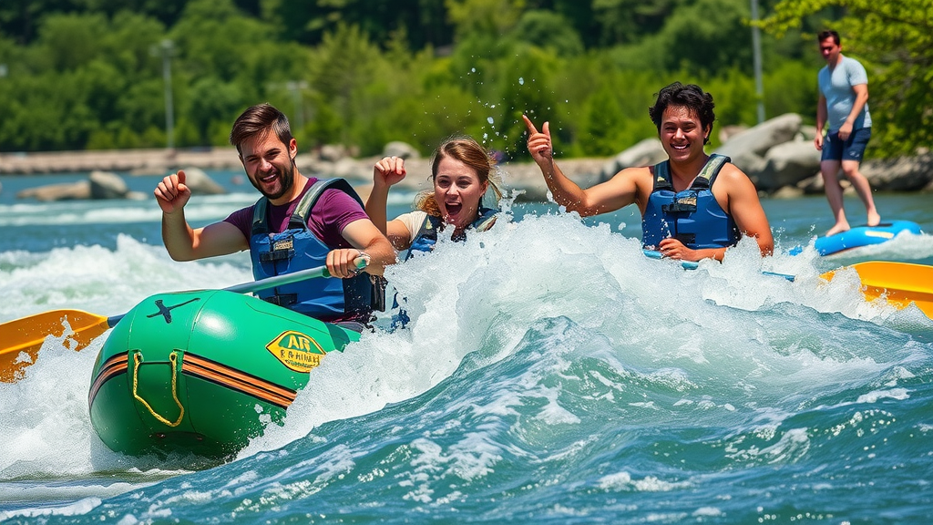 Group rafting at the national whitewater center Charlotte NC whitewater center adventure