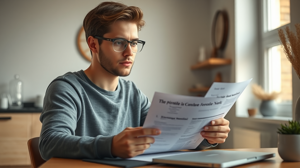 focused young renter studying lease documents interpreting lease term clauses Charlotte apartment leasing tips