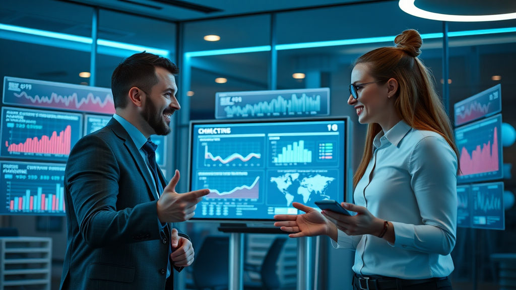 hopeful business team reviewing futuristic technology trends and charlotte nc job market data