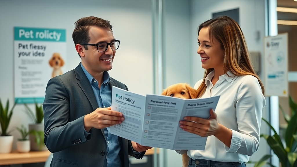 leasing agent reviewing pet policy pet-friendly apartments charlotte