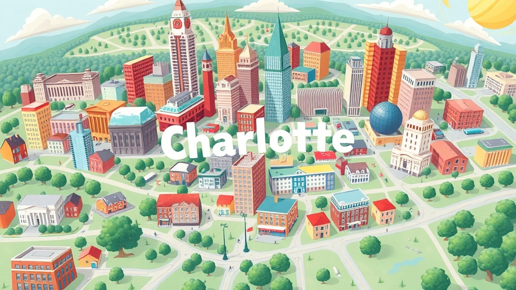 map illustration of charlotte neighborhoods, south end, uptown, ballantyne, noda, plaza midwood best places to live