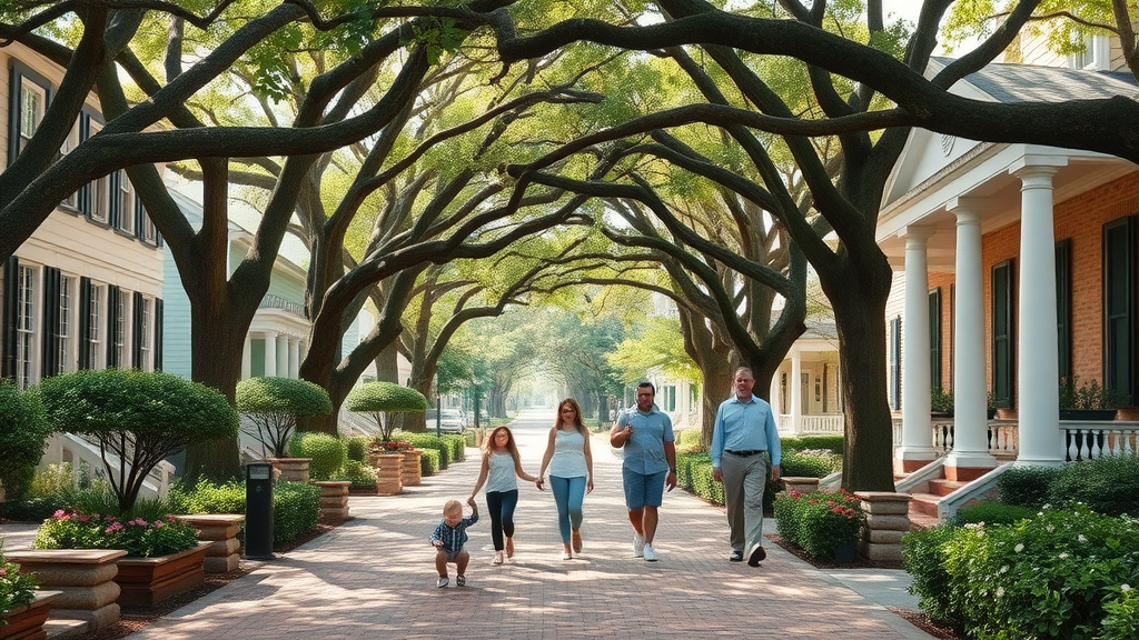 Serene upscale Charlotte street in Myers Park with families and historic houses, myers park charlotte nc neighborhoods