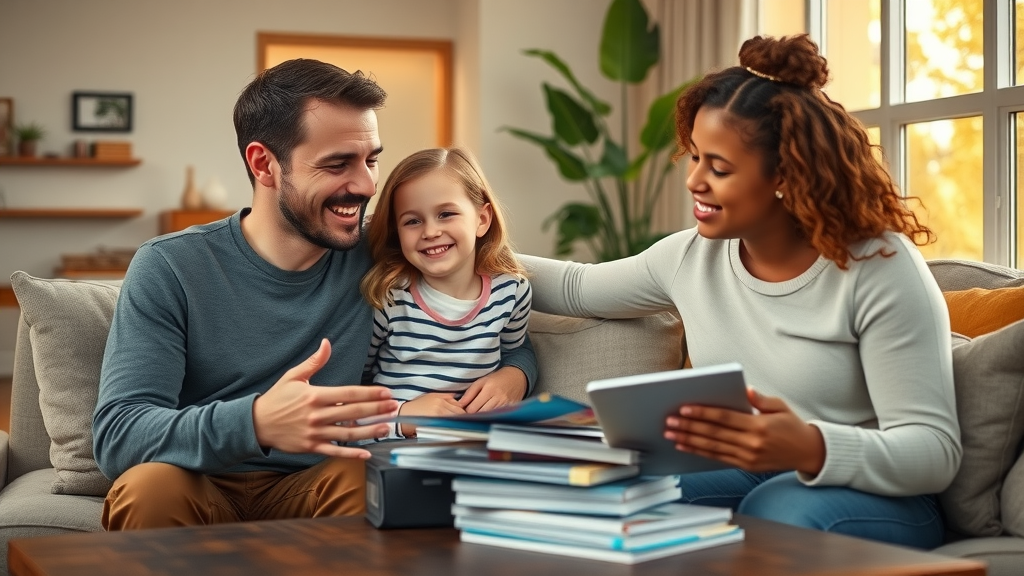 charlotte nc family discussing school options in cozy living room