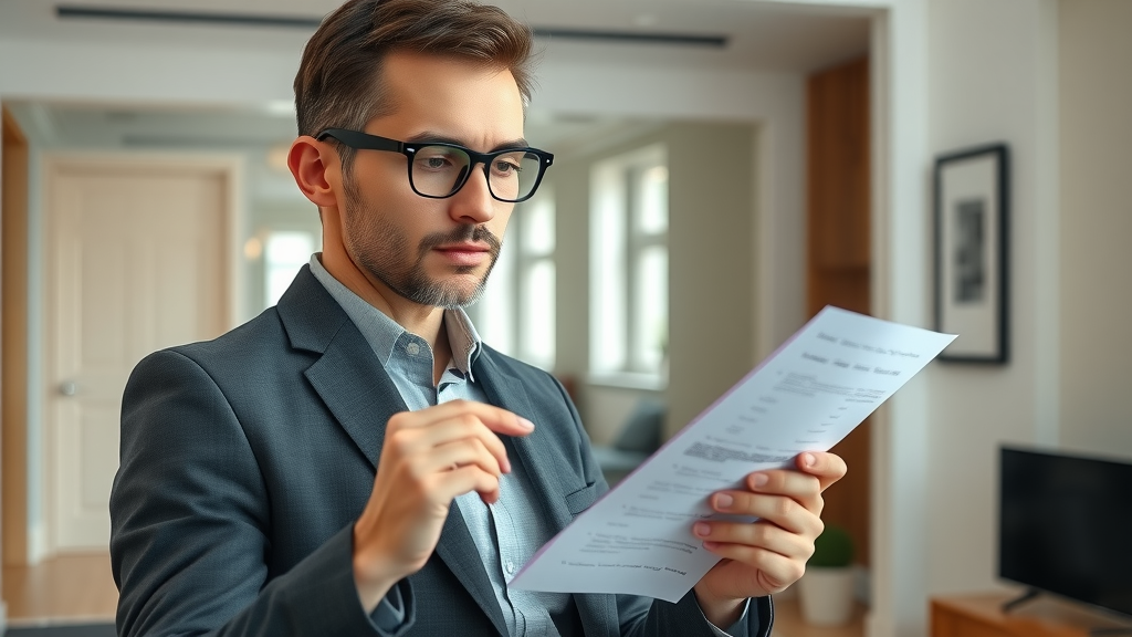 Professional apartment seeker reviewing checklist during Charlotte apartment tour