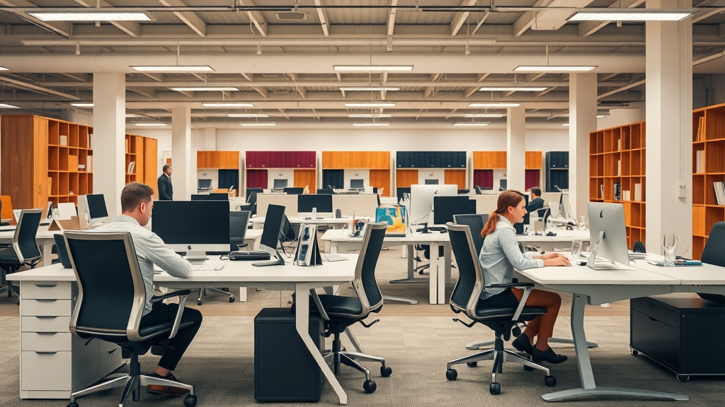 elegant office desks and chairs compared new and used in Darien CT office furniture showroom